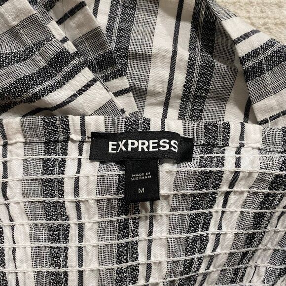 Express Striped Tie-Front Crop Top M | Ruffle Strap Summer Bralette Tank - Picture 3 of 5